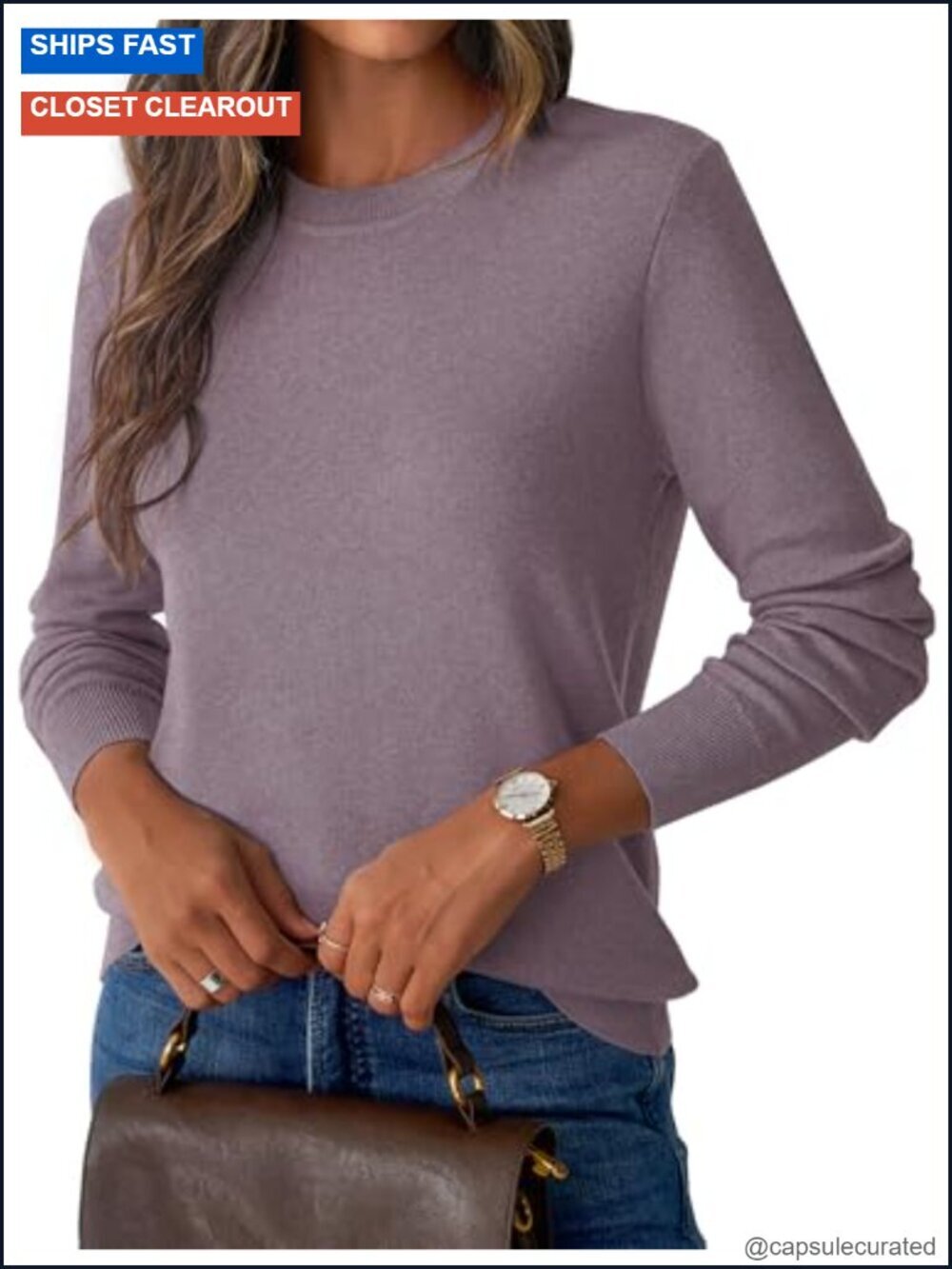 Lightweight Wool Blend Crew Neck Pullover Sweater